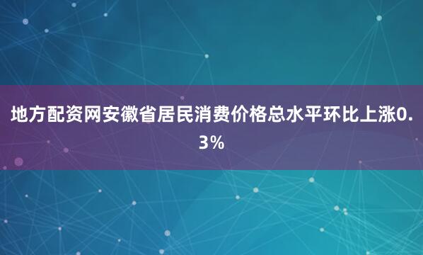 地方配资网安徽省居民消费价格总水平环比上涨0.3%